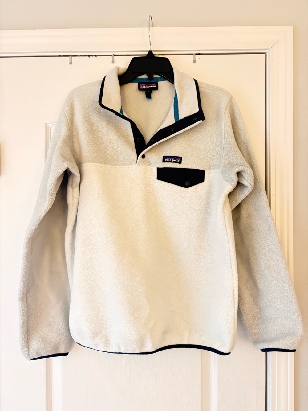 Patagonia Off-White Snap-T Fleece Pullover with Black Trim